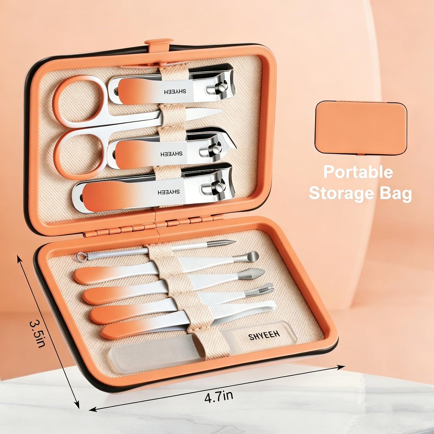 Manicure Set, 10 pcs High-Carbon Steel Nail Clippers Set, Portable Mini Manicure and Pedicure Kit, Travel Grooming Nail Kit with Leather Bag for Men and Women