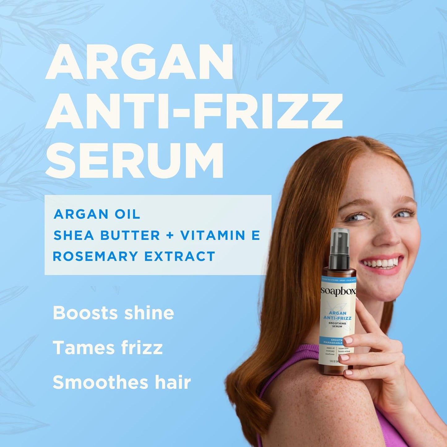 Smoothing Argan Oil Serum - Lightweight Anti-Frizz Hair Serum with Shea Butter | 5oz, Clean Ingredients
