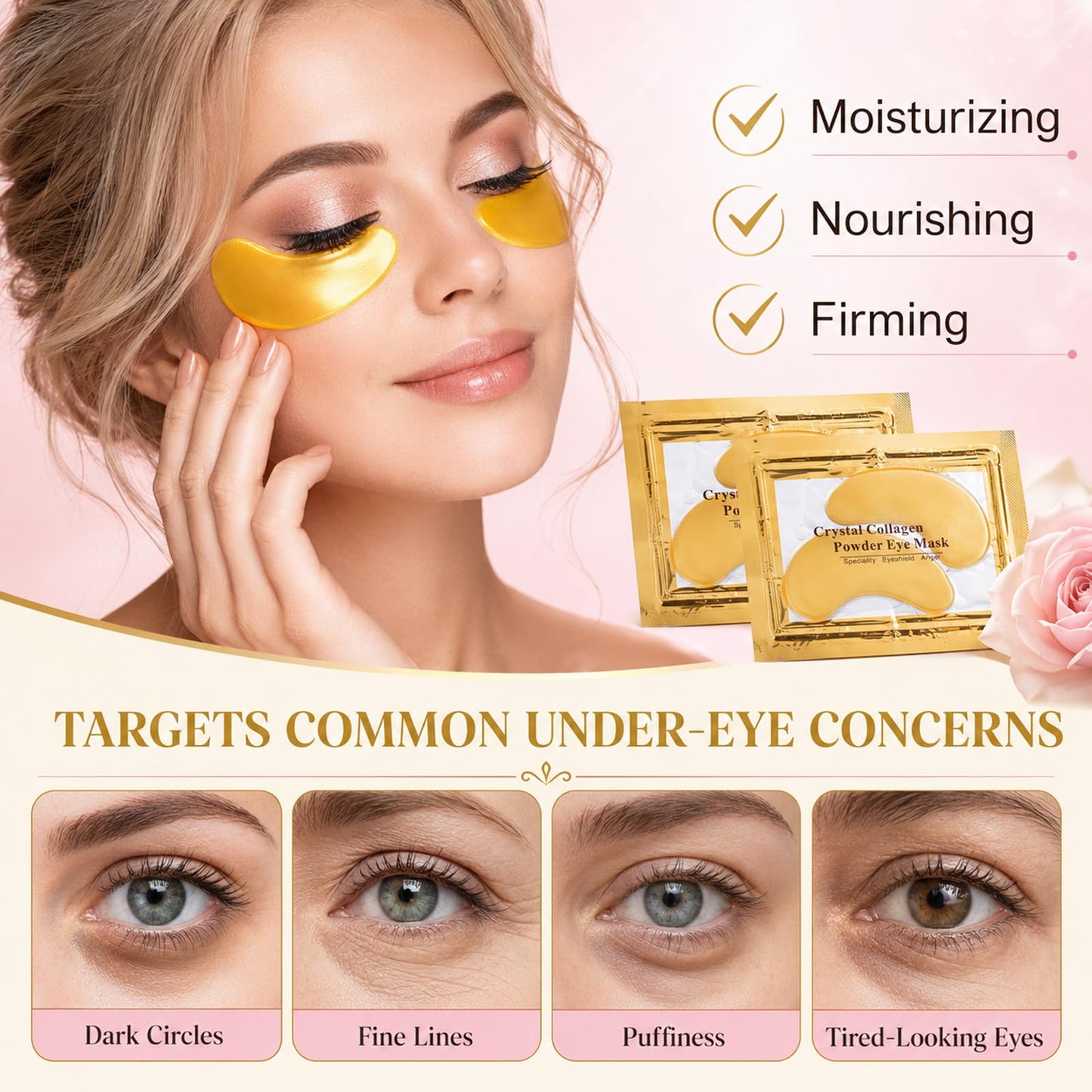 Sulily 30 Pairs Eye Masks & Lip Masks, 24K Gold Under Eye Patches for Puffy Eyes, Cooling Moisturizing Lip Mask Skincare, Bridesmaid Gifts, Bridal Shower Gifts, Bulk Gifts, Bachelorette Party Favors