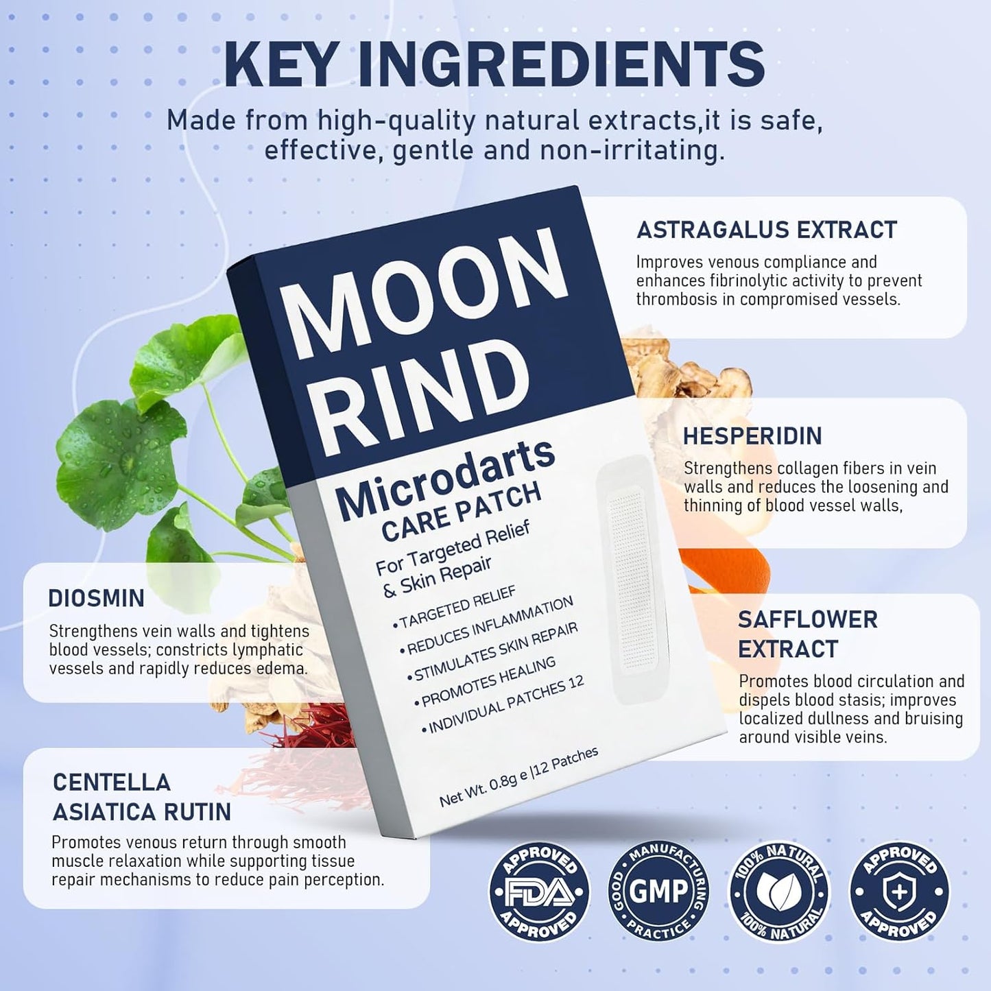 Moonrind Microdarts Care Patch - Relieve Leg Discomfort & Moisturize Skin | 2PCS, Deep Treatment for Fatigue