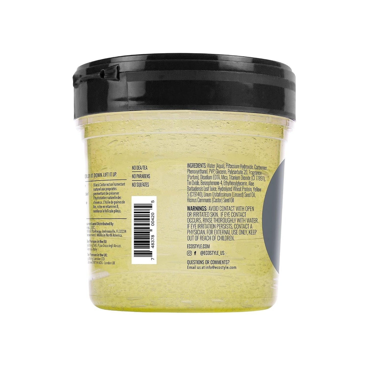 Eco Style Black Castor & Flaxseed Oil Gel - Nourishing Hair Styling - 8 oz | Weightless Hold & Shine