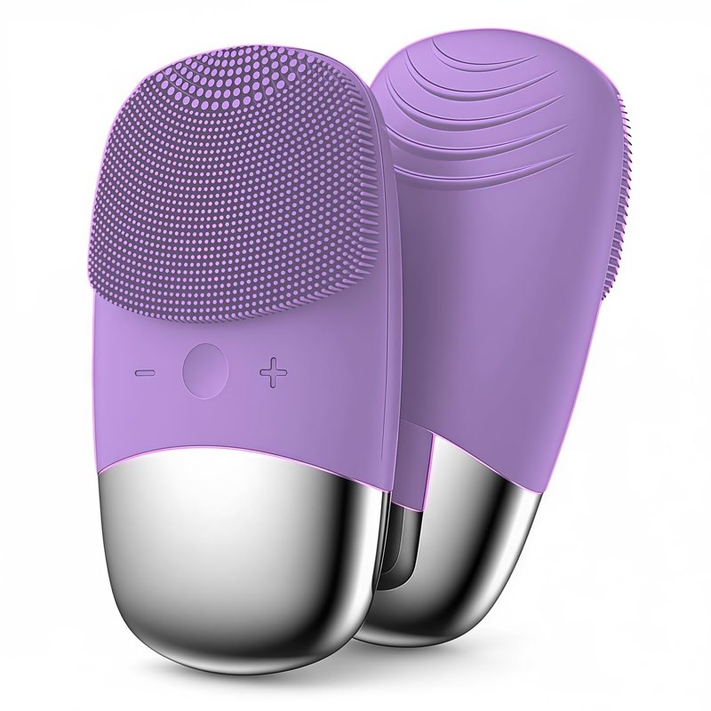 MEGAN Facial Cleansing Brush,USB Rechargeble Electric Silicone Face Scrubber,IPX7 Waterproof Sonic Facial Massager, 3 in 1 face Brush for Deep Cleanning, Blackhead Remover, Exfoliating. (Purple)