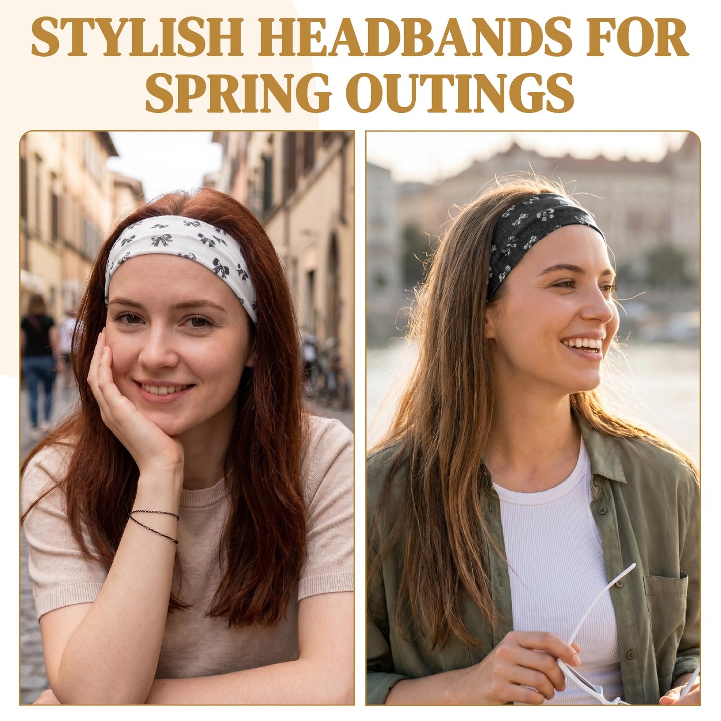 ZhouBoat Fashion Headbands for Women, Non Slip Elastic Floral Polka Dots Stripes Hairbands, Soft Fabric Head Bands for Women Hair Accessories