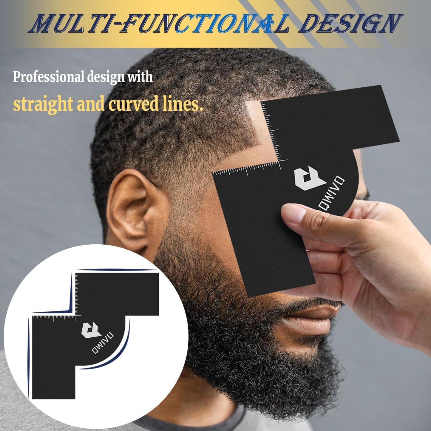 Curved Hairline Shaping Tool - Reusable Wavy Barber Card | Flexible Beard Lineup Tool with Measurement Indicators for Men