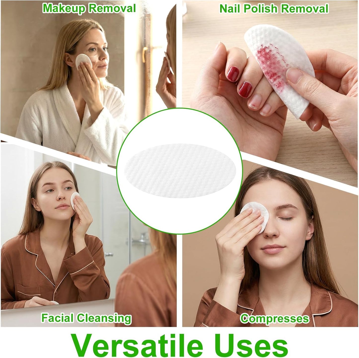 Large Oval Cotton Pads - 150 Pcs Lint-Free Dual-Sided Facial Pads for Makeup Removal | Soft Cleansing & Skincare Use