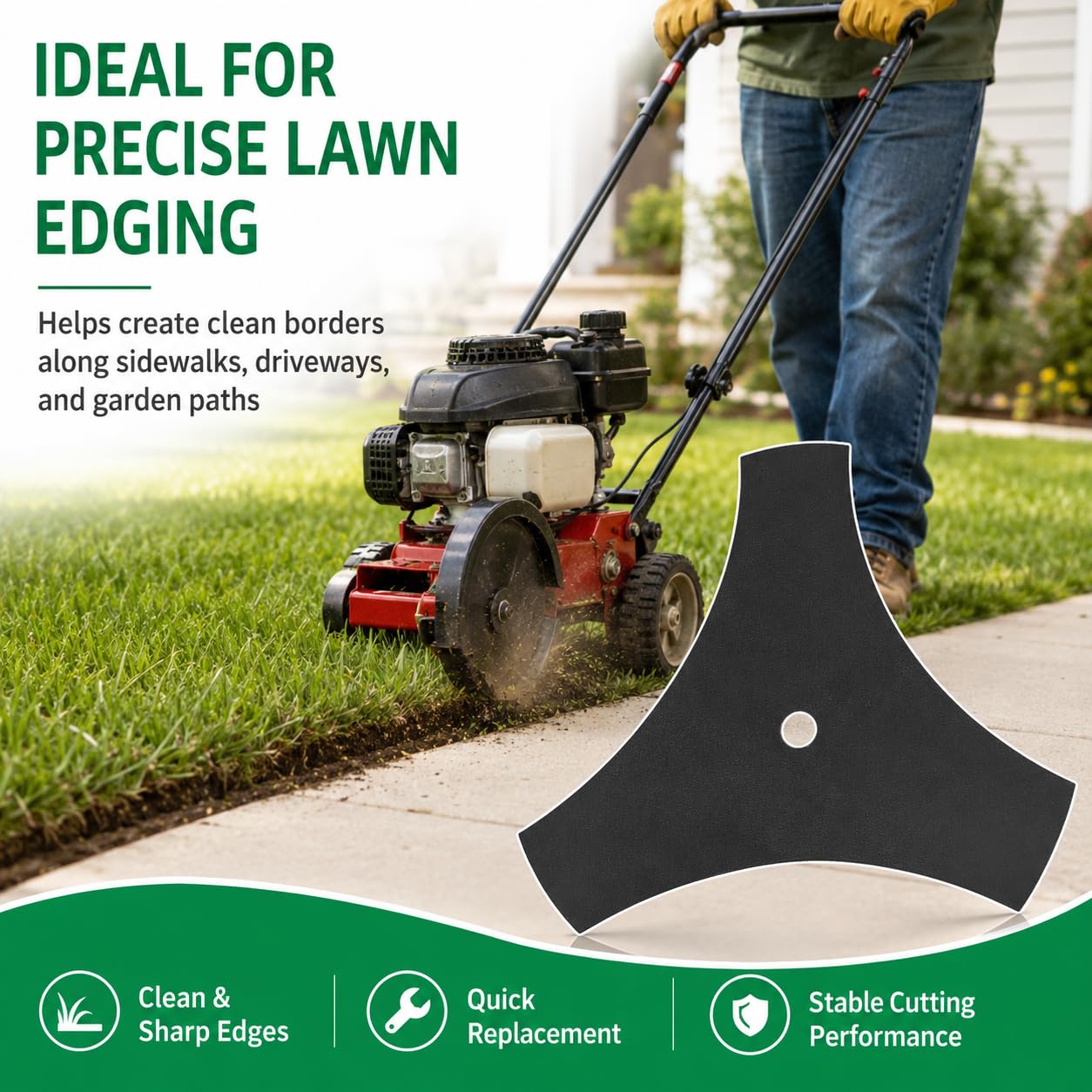 wyevee 71-85716 3-Point 9" Edger Blade, Compatible with Crafts Man Gas Power Edgers & Edger Trimmers, 85716 1/2" Center Hole Blade Fit for 536772300 536772301 536772340, Replace 71-85716 85716