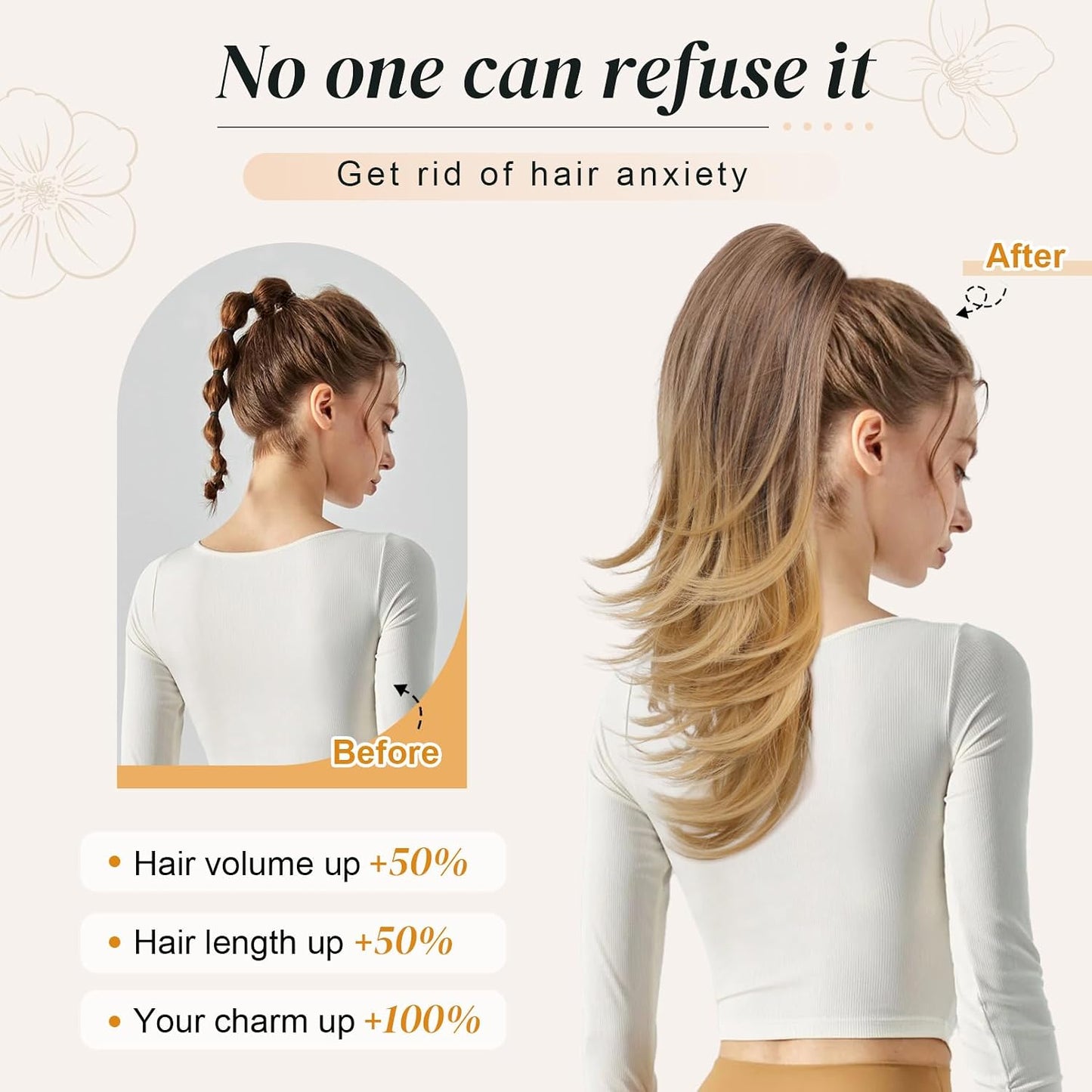 Ponytail Extension for Women - 20 Inch Drawstring Hairpiece | Soft Natural Look in Grey/Silver/White Mix