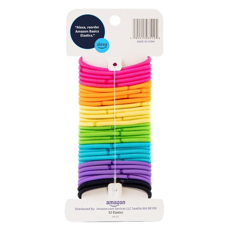 No Damage Elastic Hair Ties - Secure Hold Ponytail Holders for Thick Hair | Snag-Free 4 MM Elastics, 32 Count