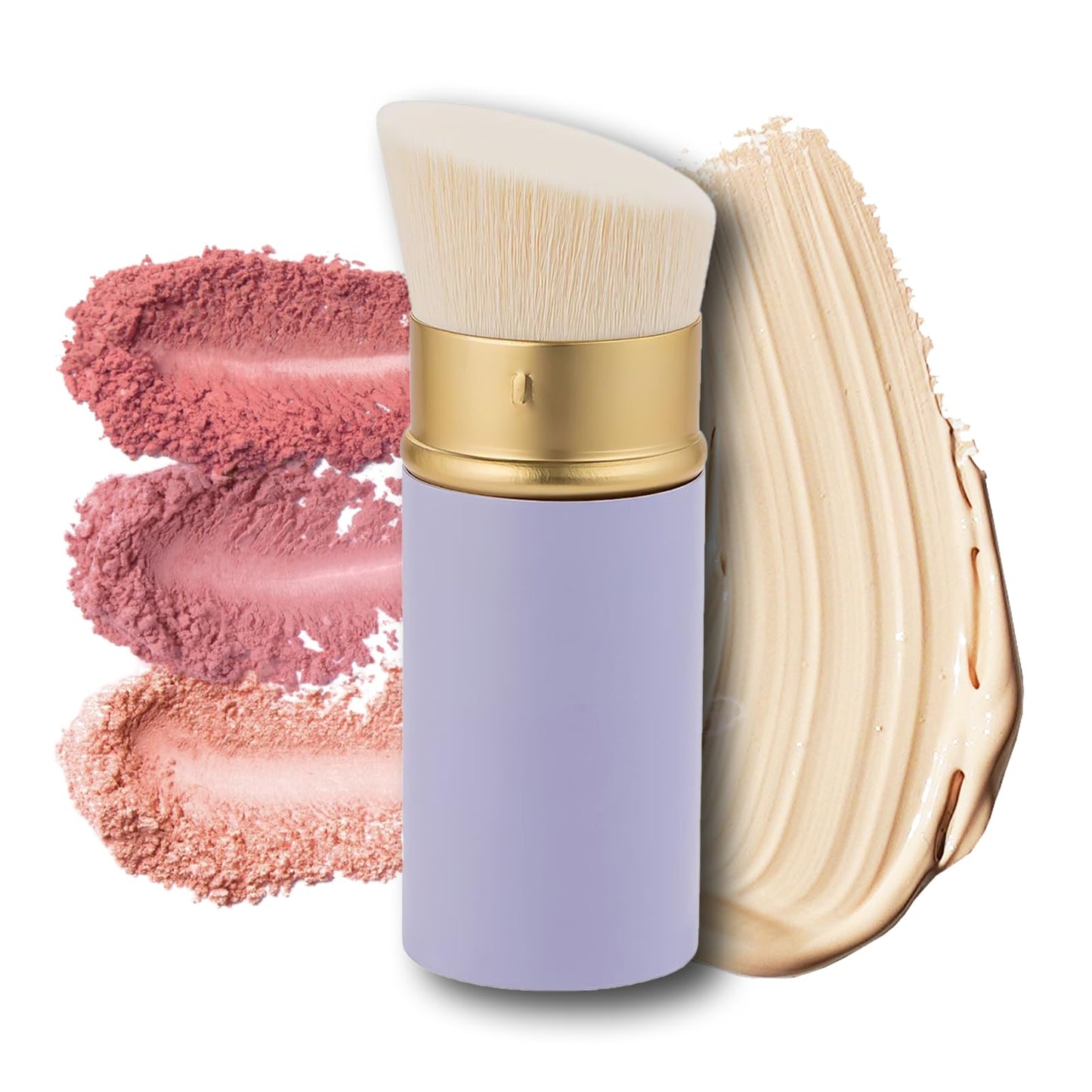 Retractable Face Makeup Brush for Powder Blending Liquid Cream Face Angle