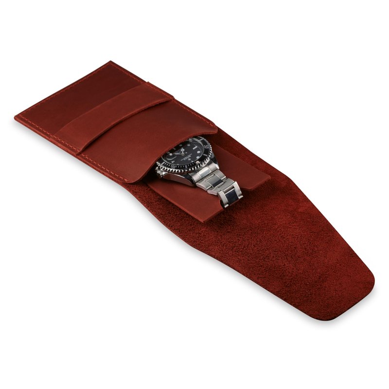 MAKYN Leather Watch Pouch, Single Watch Travel Case, Watch Travel Case, Watch Travel Pouch, Watch Sleeve (Cognac)