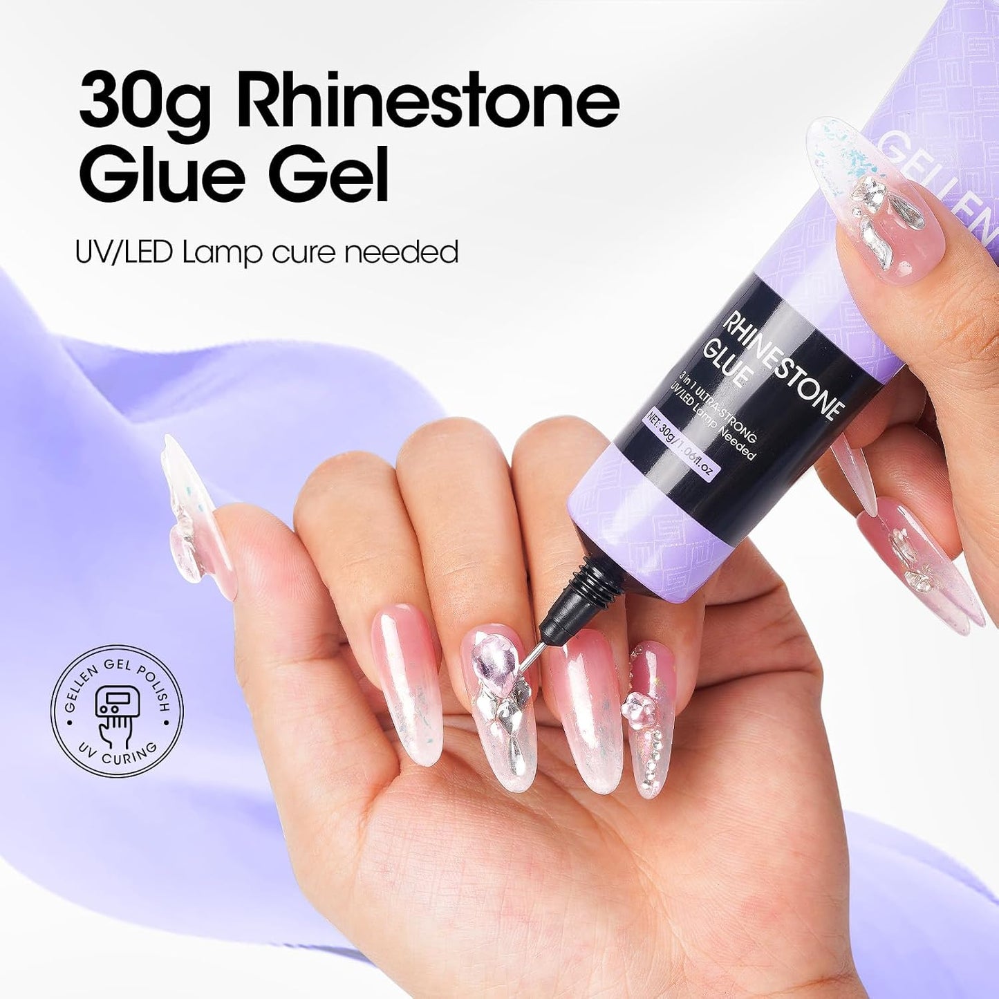 Gellen Rhinestone Nail Glue - Super Strong Adhesive Gel for 3D Nail Art & Charms | 30g