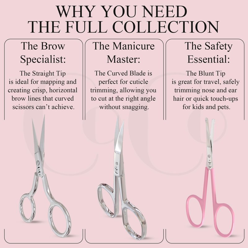 Professional Grooming Scissors for Personal Care Facial Hair Removal and Ear Nose Eyebrow Trimming Stainless Steel Fine Straight Tip Scissors