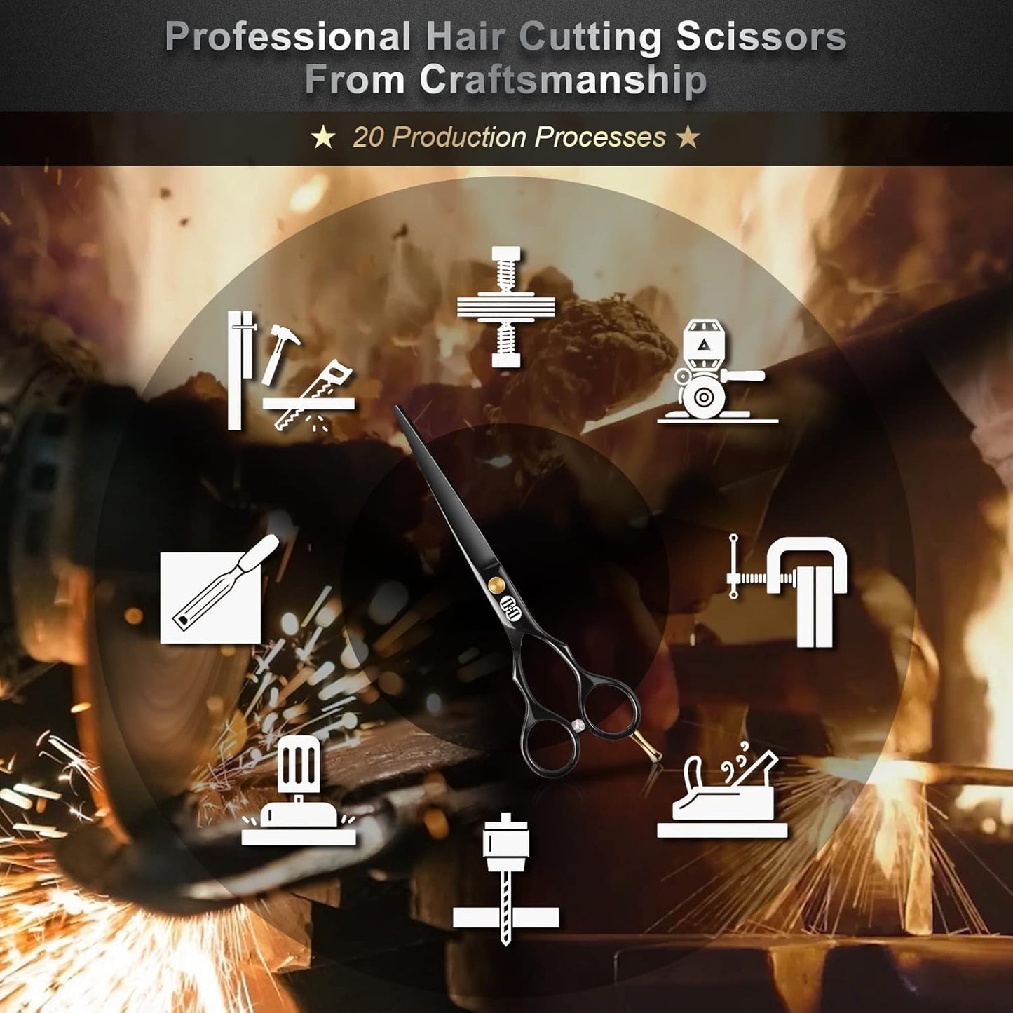 Professional Hair Cutting Scissors Set - 6.5 Inch Barber Shears for Home Salon | Right & Left Handed Hairdressing