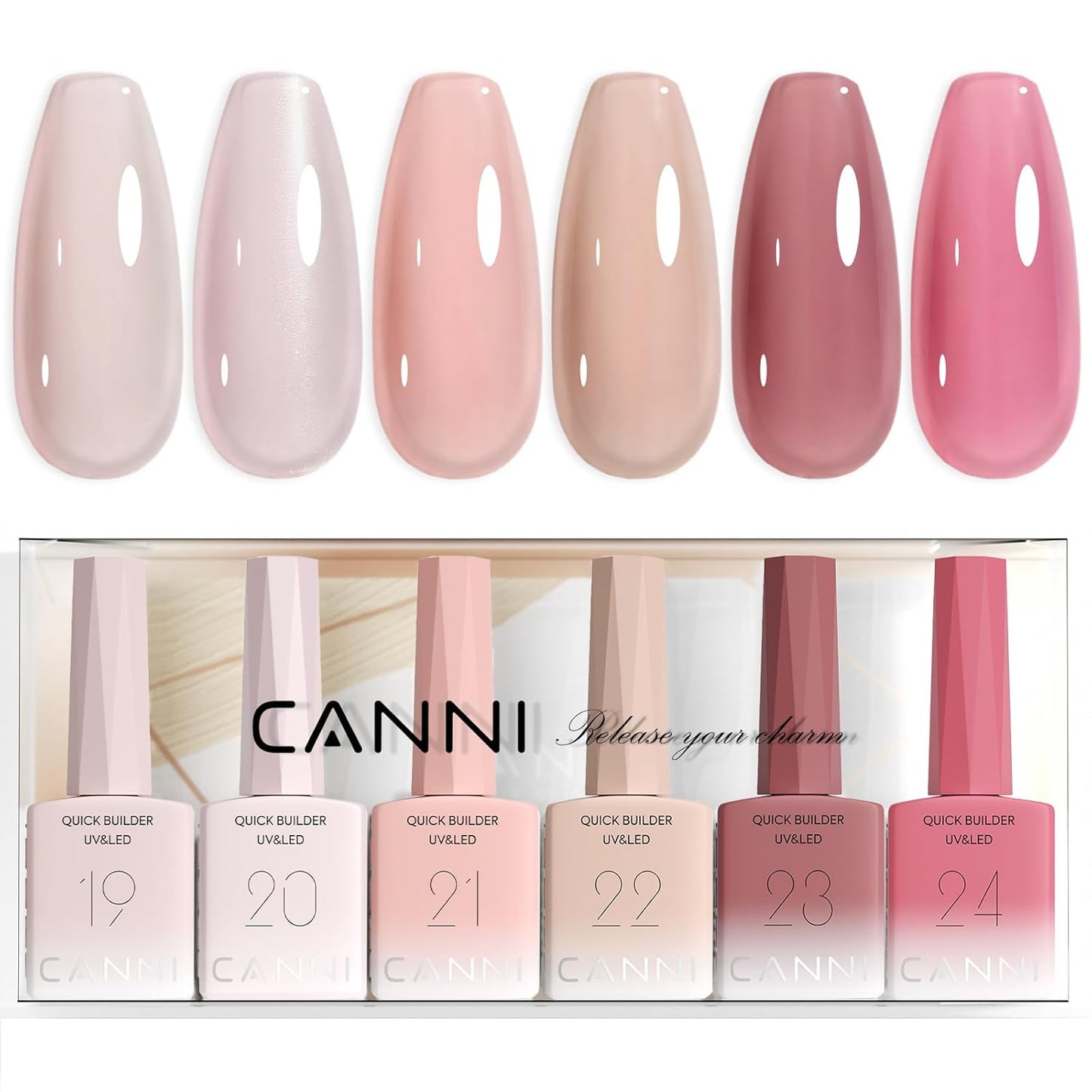 CANNI Gel Nail Polish Set - 6 Pcs 9ml Glitter & Solid Colors | Christmas & New Year's DIY Kit for Home Use