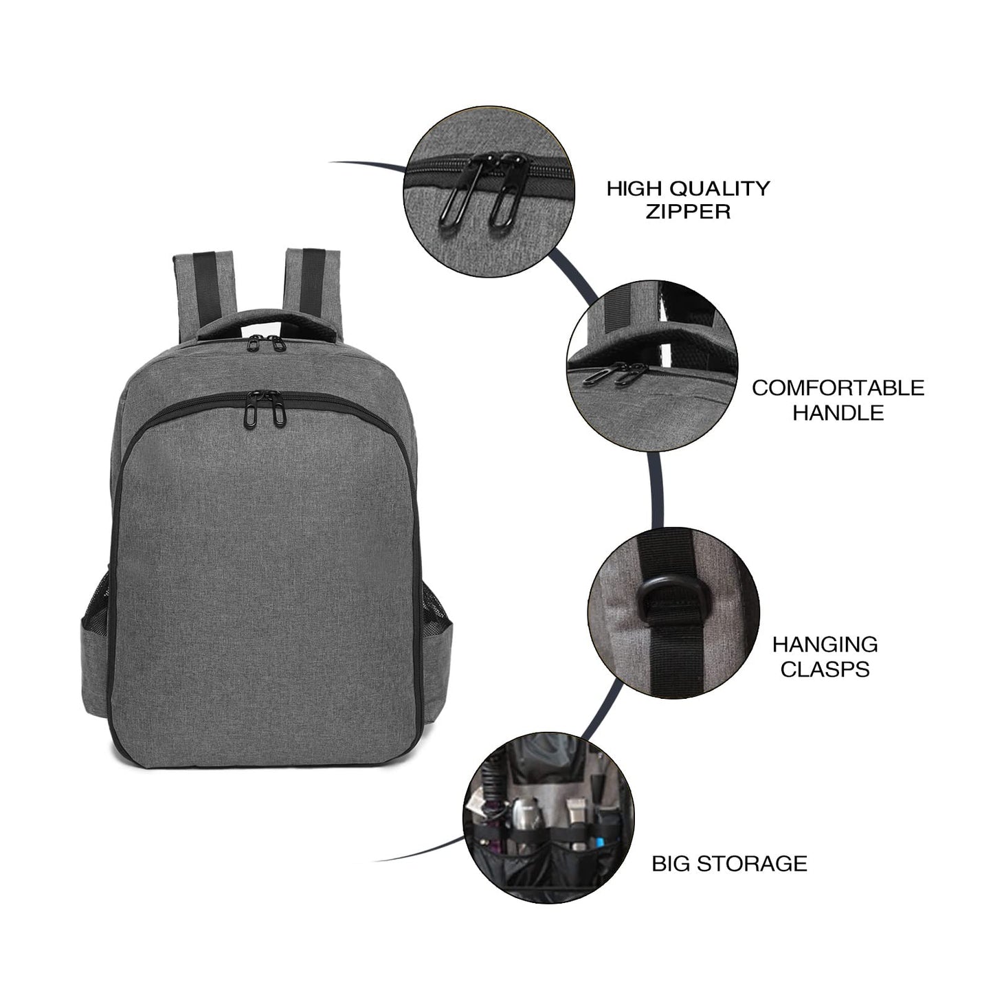 Barber Supplies Backpack with 1PCS Barber Cape&1PCS Barber Brush,Professional Hair Cutting Tools Bag,Casual Gray,Large Capacity,Three Layer,Mobile Barber Accessioes Station for Barbers