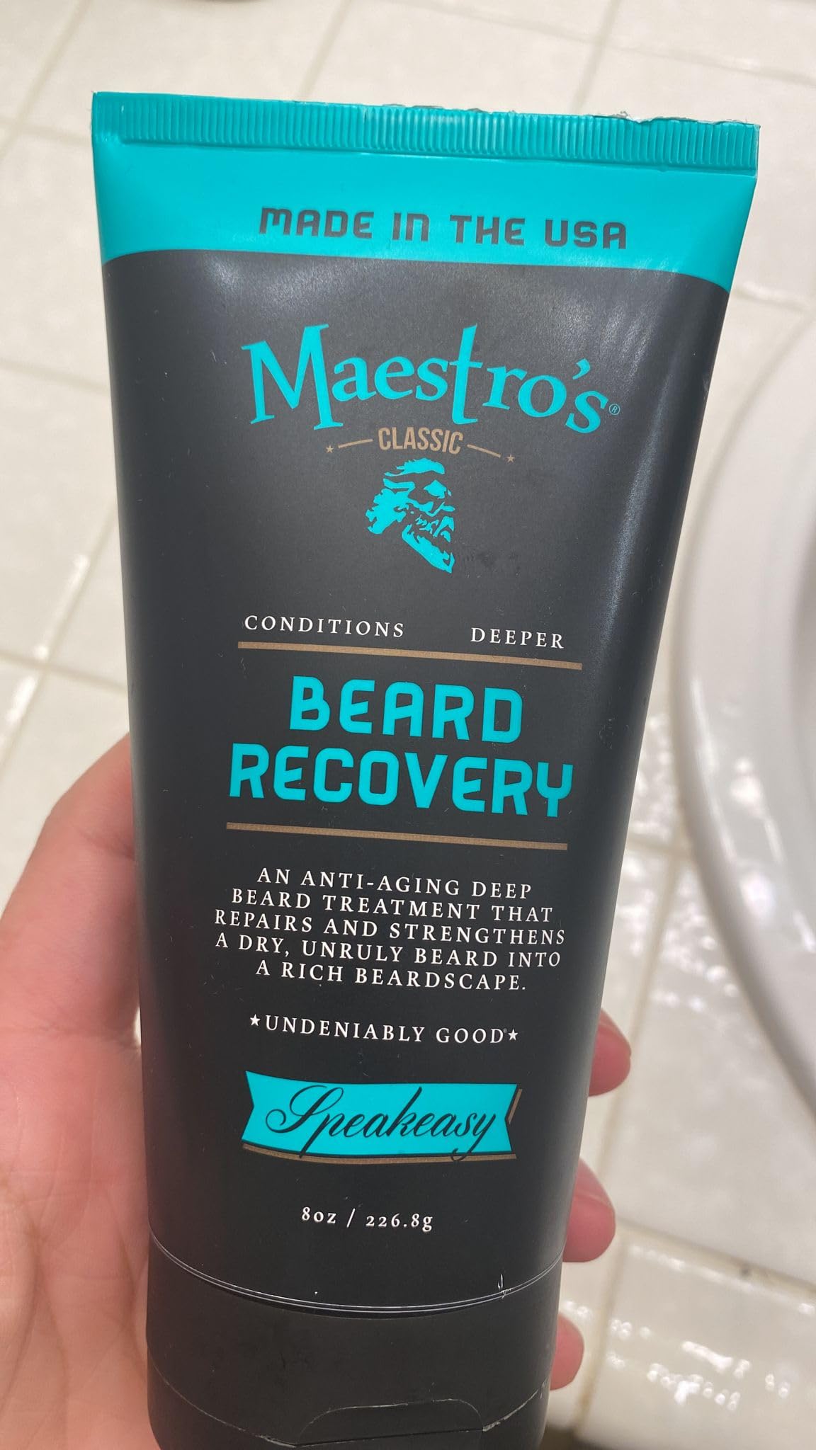 Maestro's Classic Beard Recovery Tube – Spirited Blend Moisturizer & Conditioner for Men | Hydrates, Softens & Revives | For All Hair Types & Daily Care, 8 oz