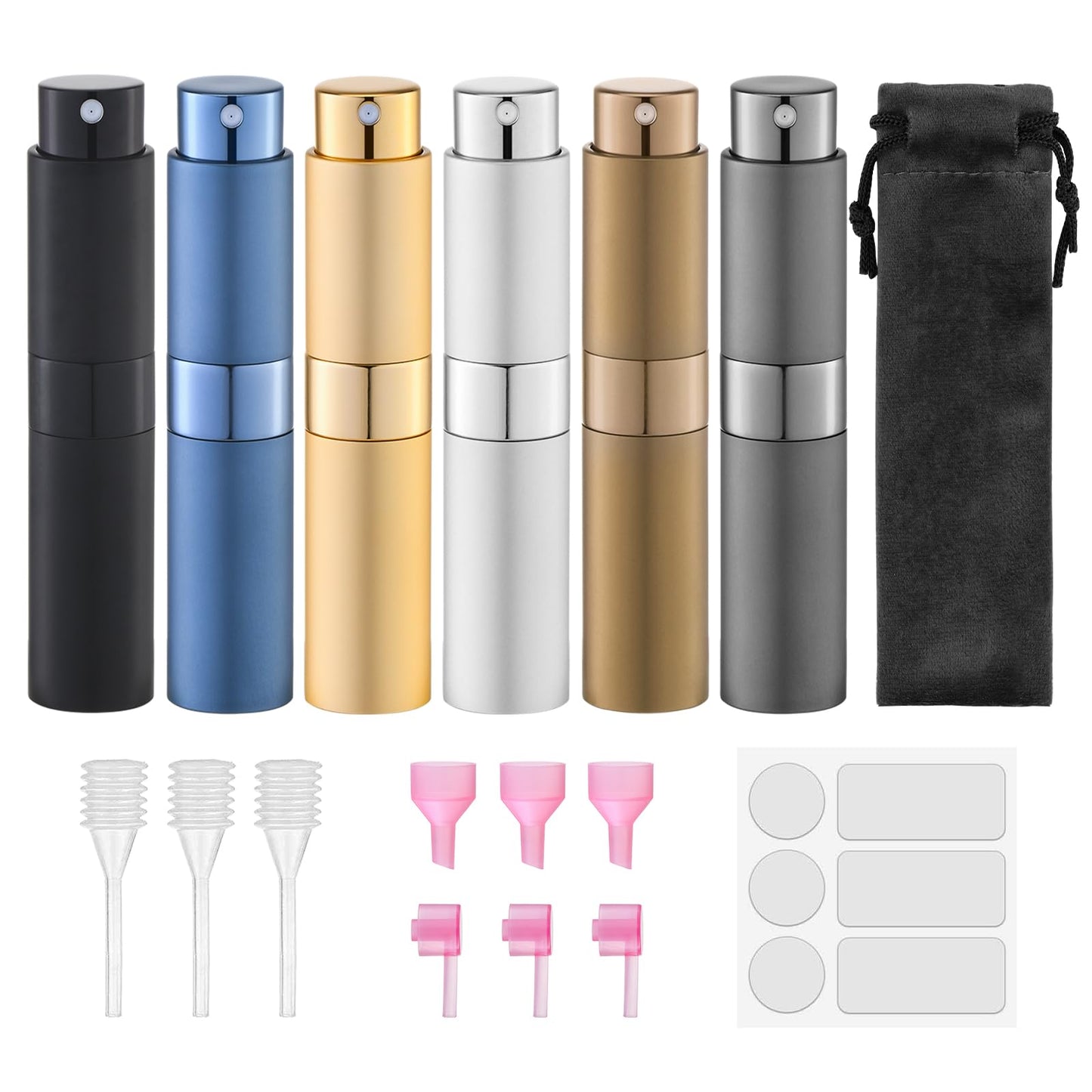 Lulupack Travel Perfume Bottle Refillable - Cologne Spray Atomizer Mini - Small Travel Size Empty Sprayer for Refill Sample Container - Portable Fragrance Decant Dispenser for Women Men 8ml 6PCS Brown