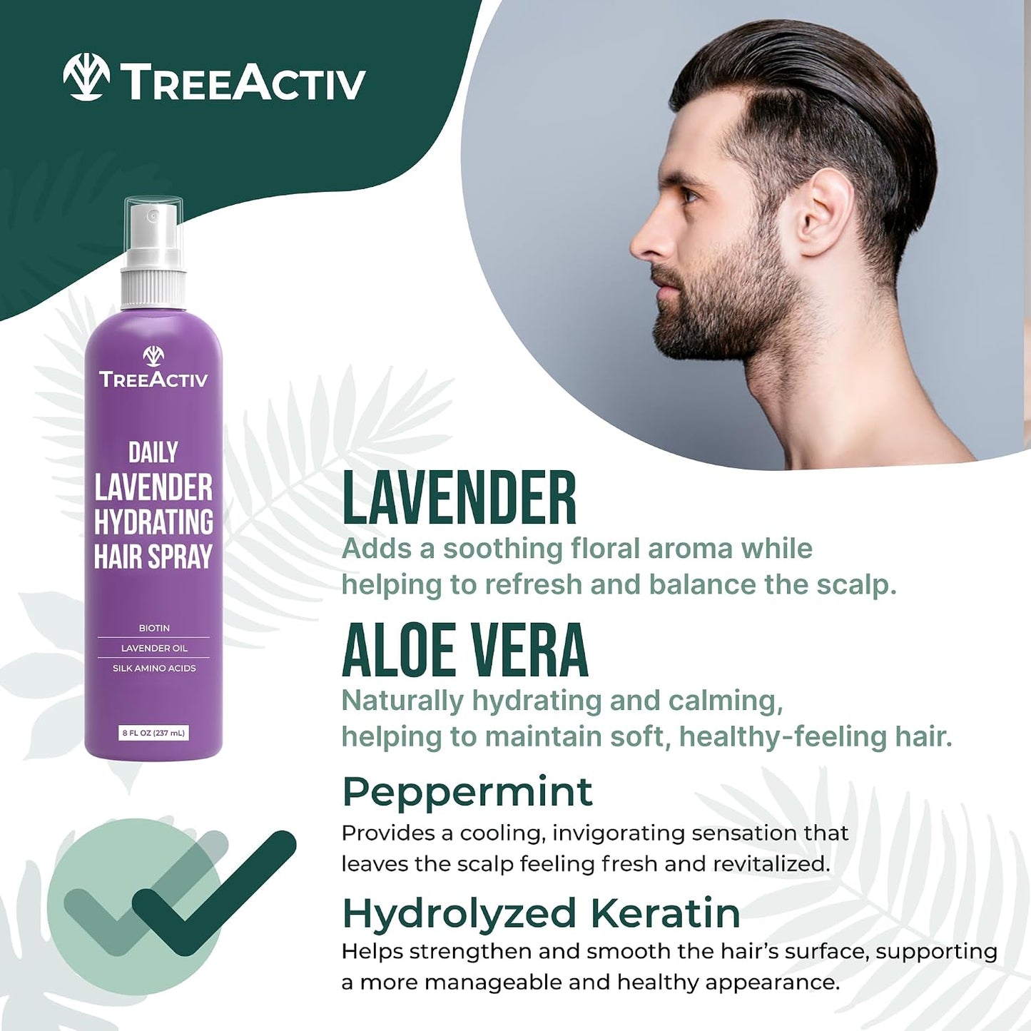 Nourishing Hair Growth Spray - Biotin & Lavender Oil for Fuller, Softer Hair | Lightweight Leave-In Formula, 8 fl oz