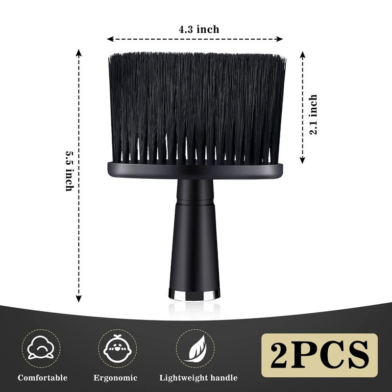 Patelai 2 Pcs Neck Duster Brush for Hair Cutting Barber Duster Soft Cleaning Face Brush Styling Fits for Hair Cutting and Home Use(Black)