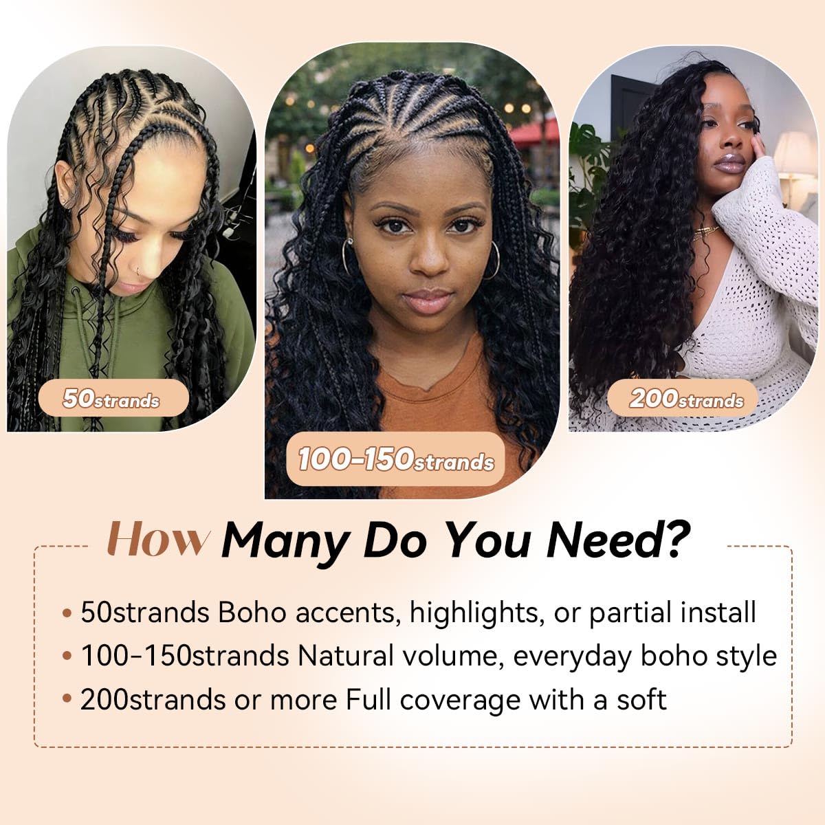 Feather Crochet Hair Extensions - 18 Inch Invisible Curly Deep Wave | 100 Strands Natural Black