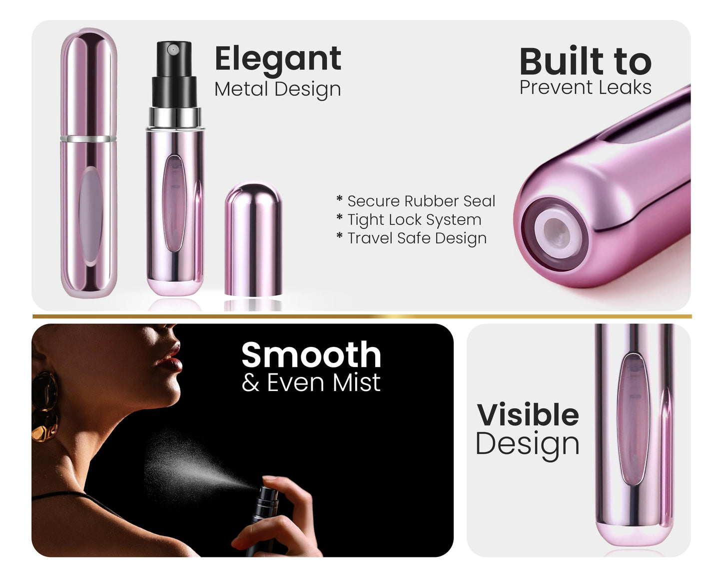 4 Pcs Refillable Perfume Atomizer, Travel Perfume Bottle Refillable and Leak-Proof, Portable Empty Cologne Atomizer, Mini Refillable Perfume Bottle for Pocket, Easy to Refill Decant Sprayer (5 ml)