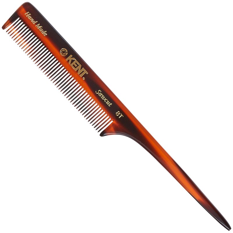 Kent 8T Rat Tail Combs Teasing Comb for Hair Styling and Sectioning, Handmade Fine Tooth Comb Parting Combs for Braiding Hair and Styling for Women, Saw Cut and Hand Polished, Made in England