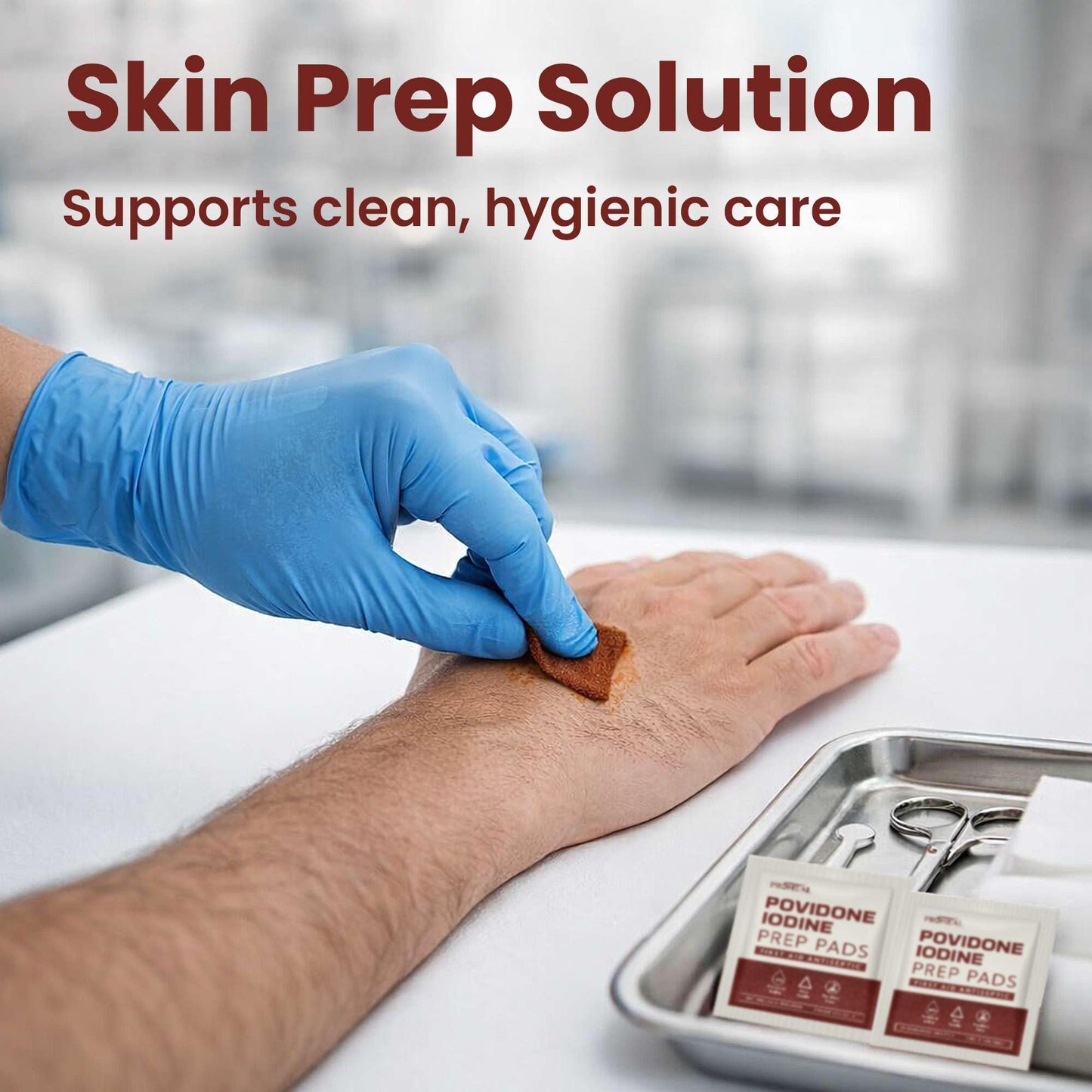 10% Povidone Iodine Prep Pads - 30 Iodine Swabs, Individually Wrapped - First Aid Antiseptic for Cleaning and Keeping Skin Clean