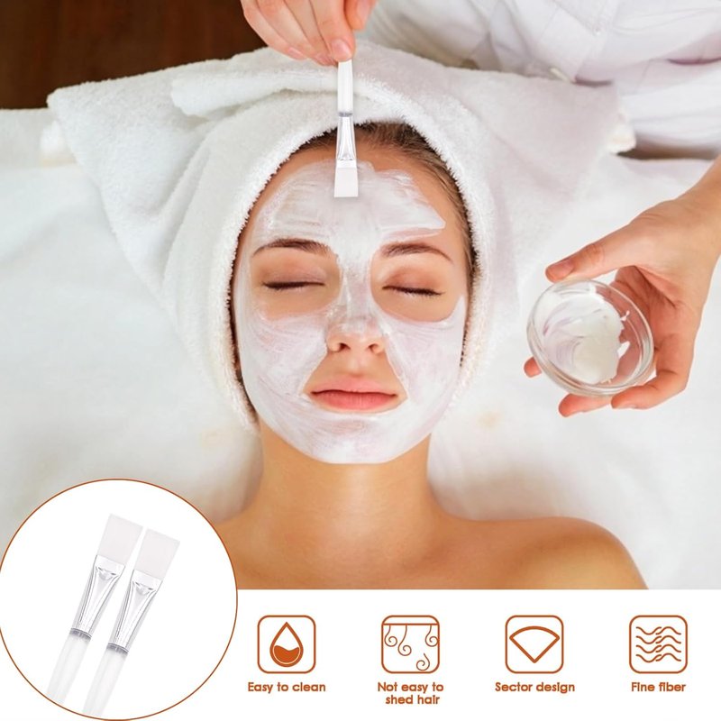 Facial Mask Brushes - 20 Soft Applicators for Makeup & Skincare | Ideal for Mud & Cream Applications (White)