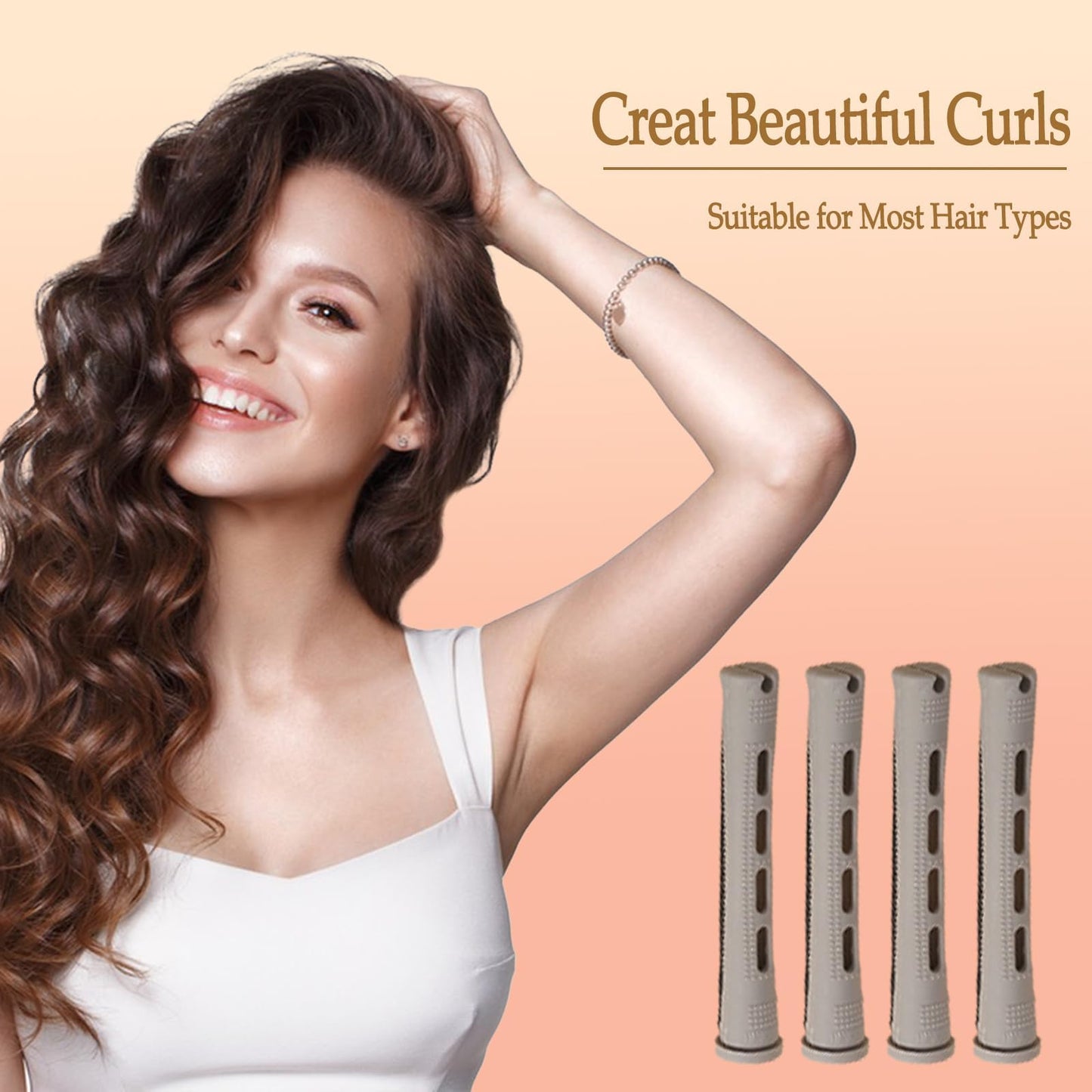60 Pieces Hair Perm Pods Plastic Perming Rods Cold Wave Rods Curlers Hair Rollers with 1 Pieces Steel Pintail for Hairdressing Styling(Grey, 1.5 Cm/0.59 Inch)