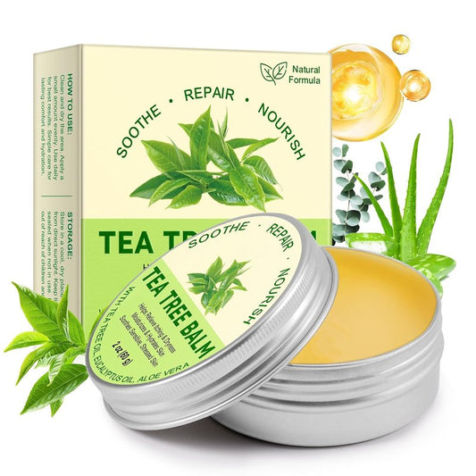 Tea Tree Oil Balm - Premium Multi-Plant Formula for Itching & Dry Skin - Moisturizing Care for Hands, Feet, Elbows & Knees | Non-Greasy, All Skin Types
