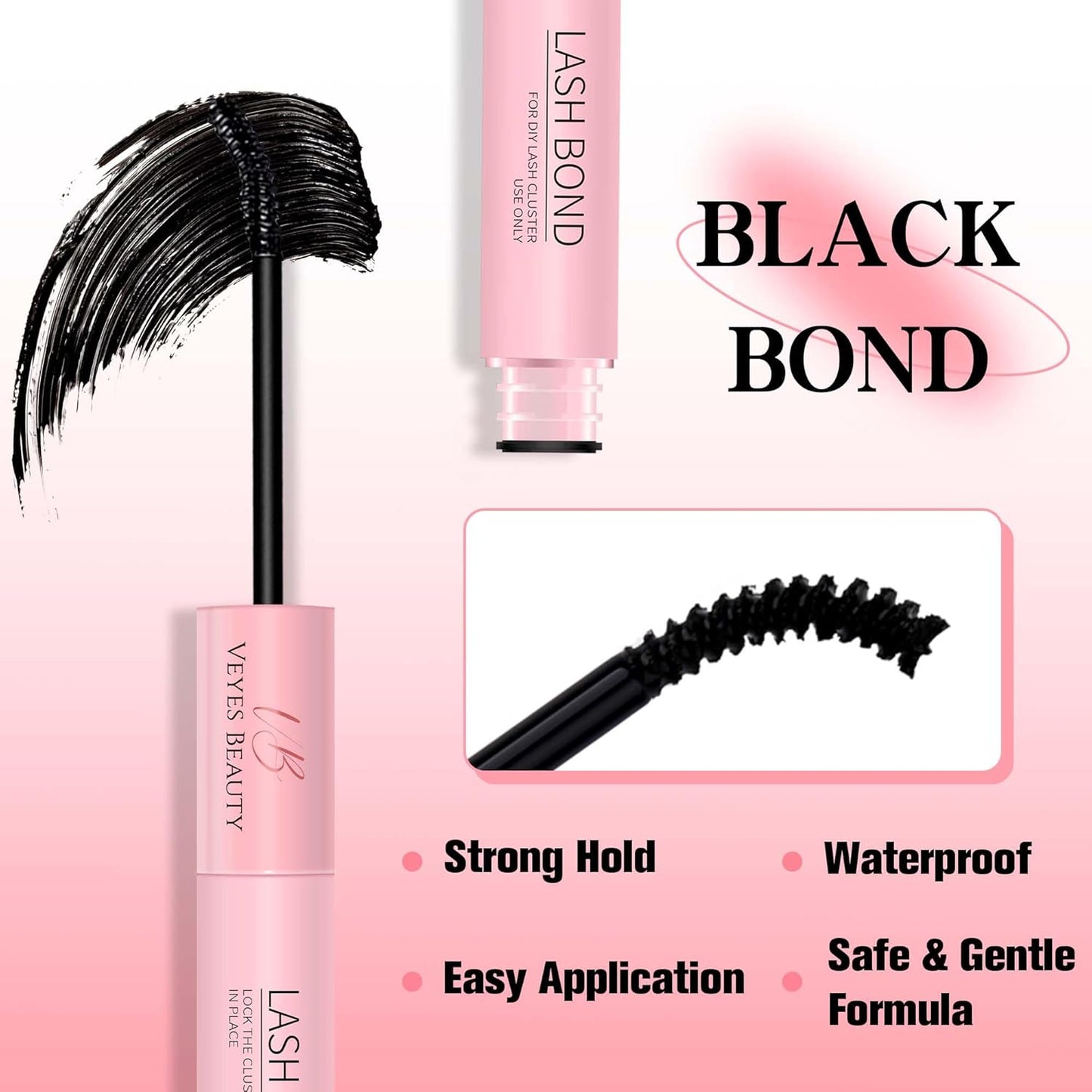 Lash Bond and Seal - Waterproof 2 in 1 Cluster Lash Glue for Eyelash Extensions | Long-Lasting Hold, 5ml+5ml