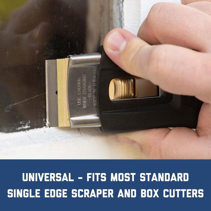 AccuTec Pro 0.012" Aluminum Backed Single Edge Razor Blades - Includes 100 Heavy Duty Carbon Steel Utility Blades - For General Use and Industrial Applications - APBL-7001