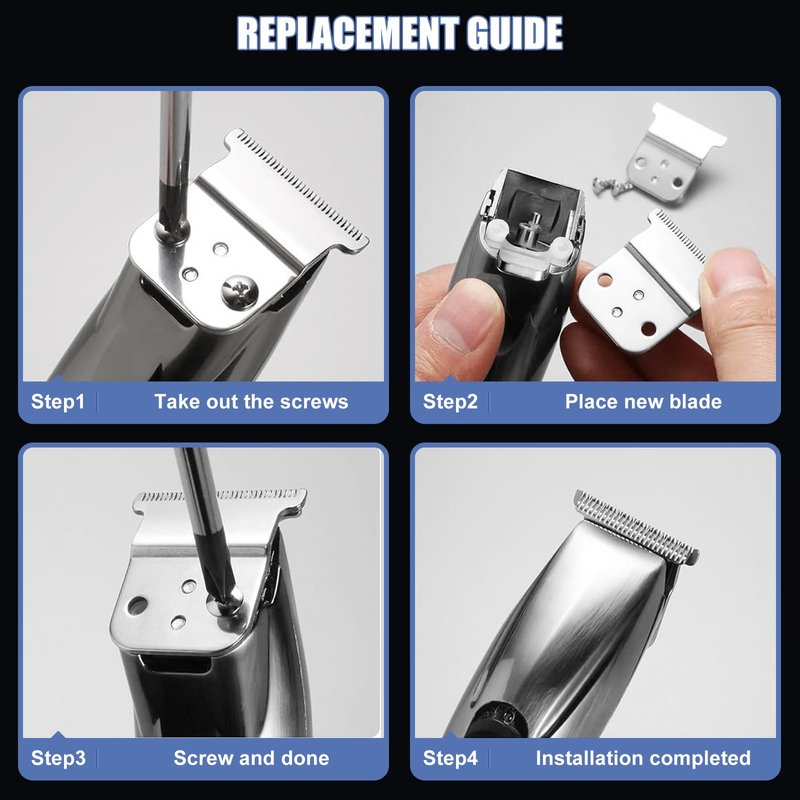 ZZYZSFUS Replacement T-Blade Set for D7/D8 Steel Blade, Compatible with Slimline Pro Li D7/D8 Hair Clipper Trimmer (Silver)