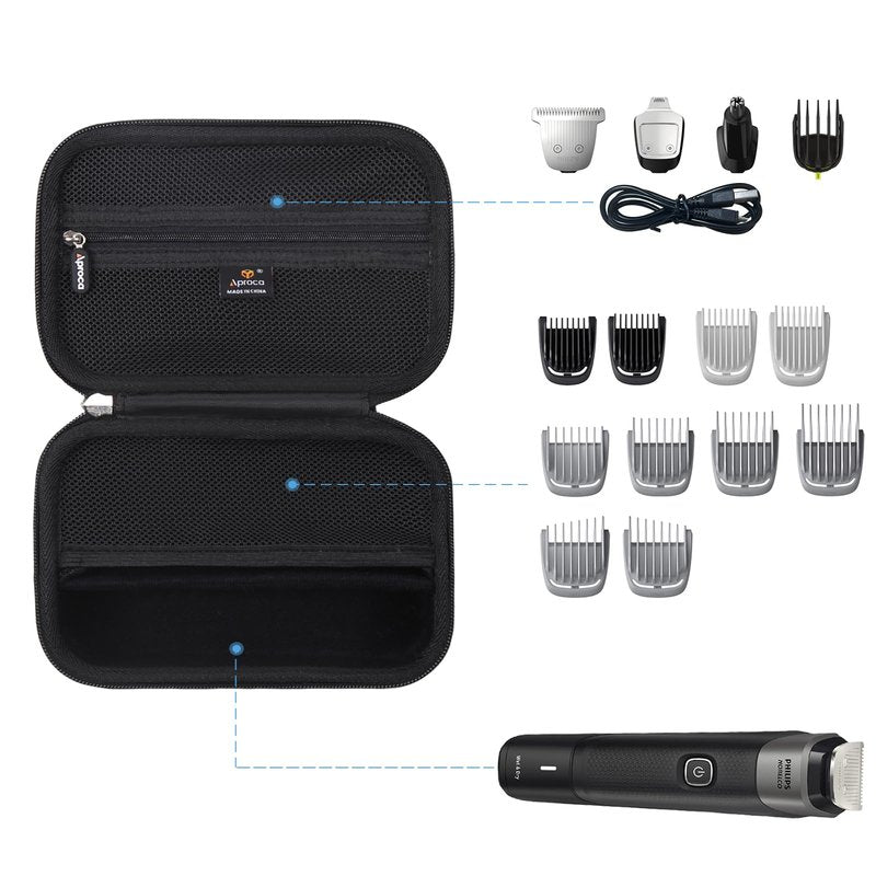 Aproca Hard Case Compatible with Philips NorelcoSeries 3000 5000 MG3740/40 MG3750/50 MG5970/49 Men's Electric Trimmer Shaver, Storage Portable Bag for Accessories (Case Only)
