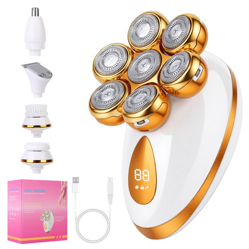 Electric Razors for Women, 7-Head 5 in 1 Painless Rechargeable Dusk Shaver Womens, Women's Shavers Everything, Lady Leg/Bikini/Face Hair Removal Products, Female Wet Dry Shaving Machine