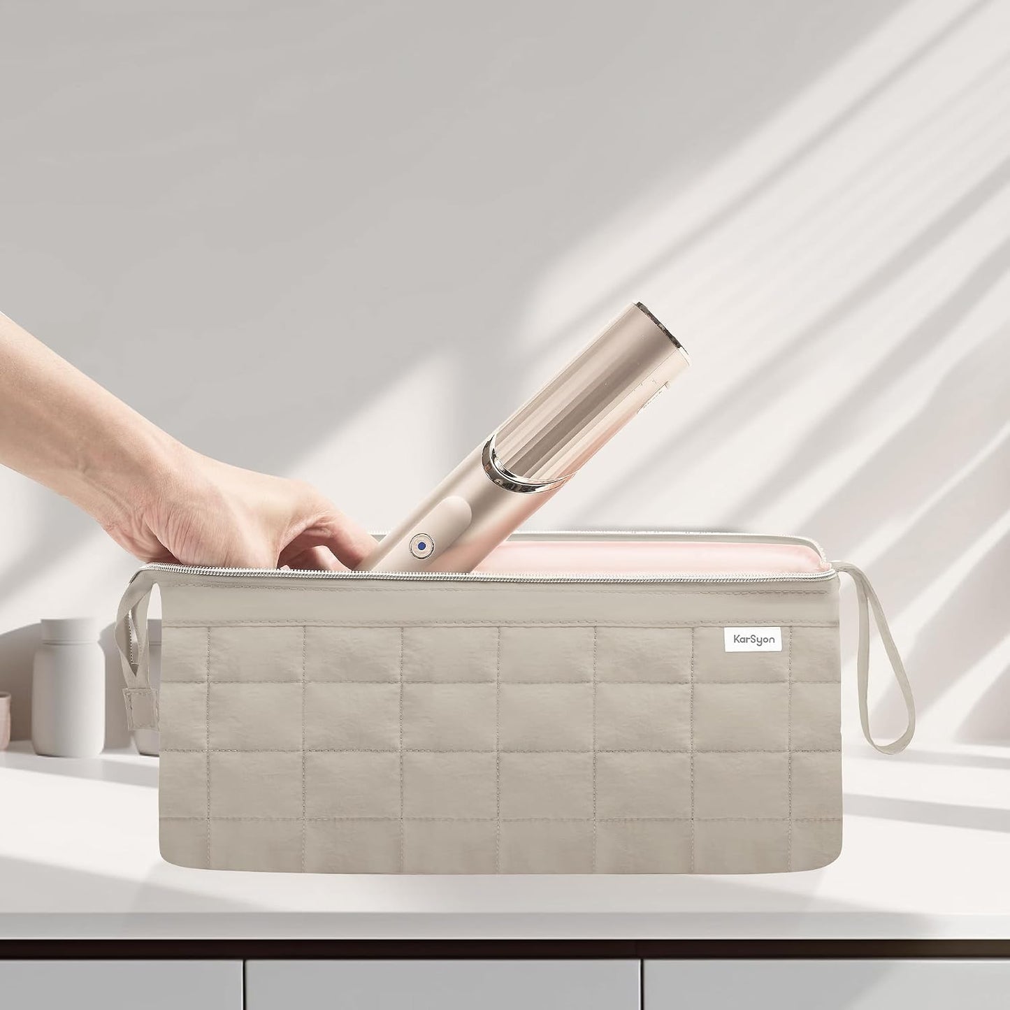 Dyson Airwrap Travel Bag Organizer - Stylish Case for Hair Tools | Fits Shark Dryer & Revlon Attachments (Camel)