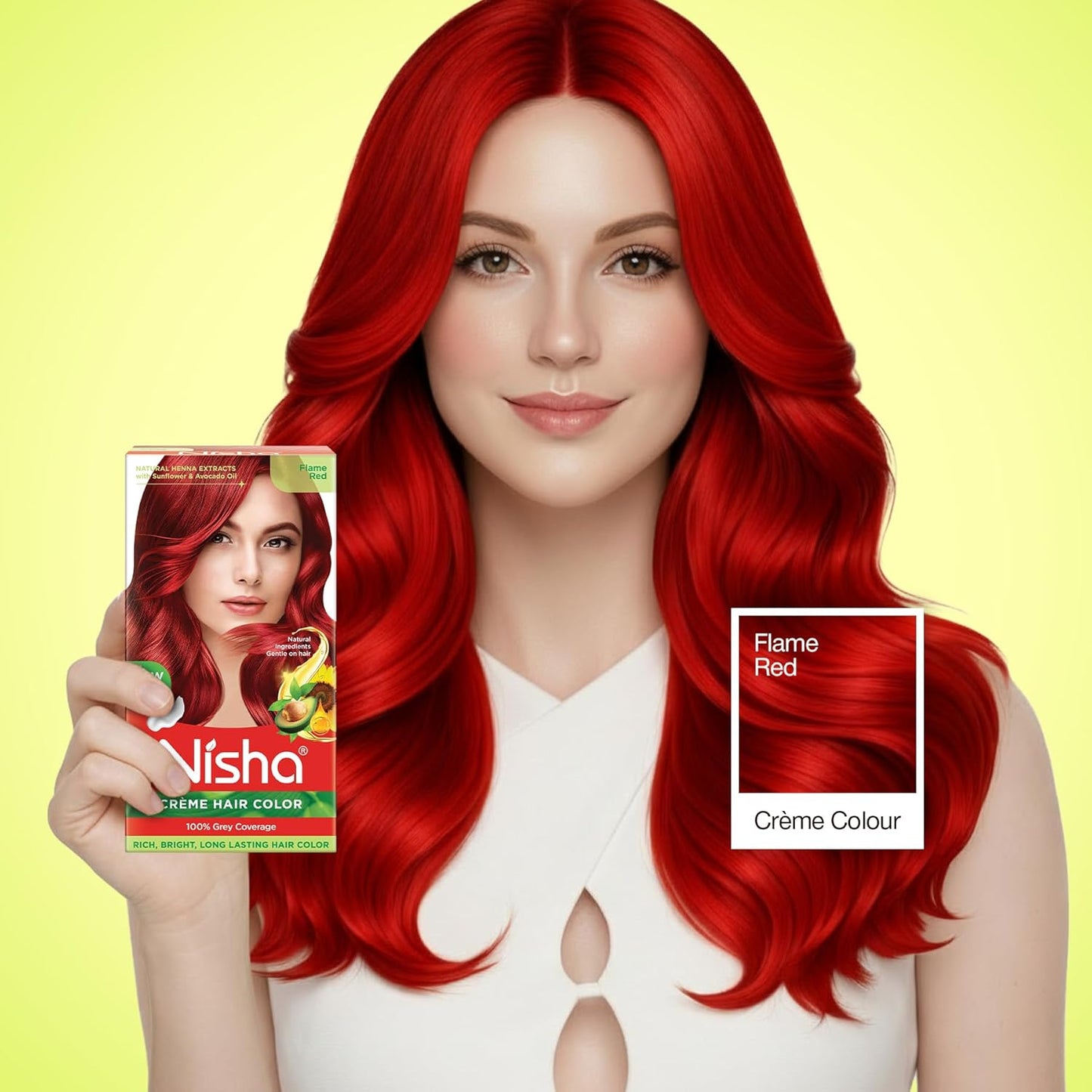 Nisha Creme Hair Color - Permanent Flame Red Hair Dye | 5.07 Fl Oz, Single Pack