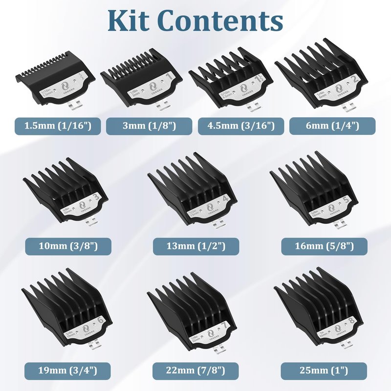 CR8GR8 Clipper Guards Set, 10 Professional Cutting Guides (1/16" to 1") Compatible with Most Wahl Clippers, Replacement Guards for Wahl Hair Clippers