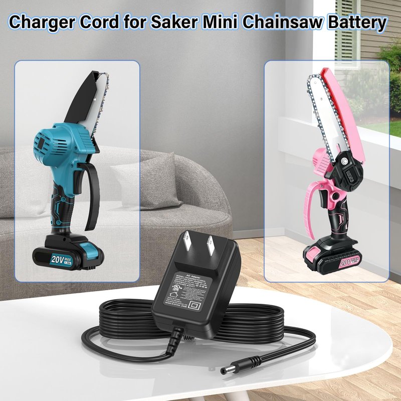 21V Mini Chainsaw Charger Fit for Saker Small Portable Handheld Electric Chain Saw, Power Cord AC Adapter for Saker Mini Chainsaw SK1804D 20V Battery, Universal Small Chain Saw Power Supply
