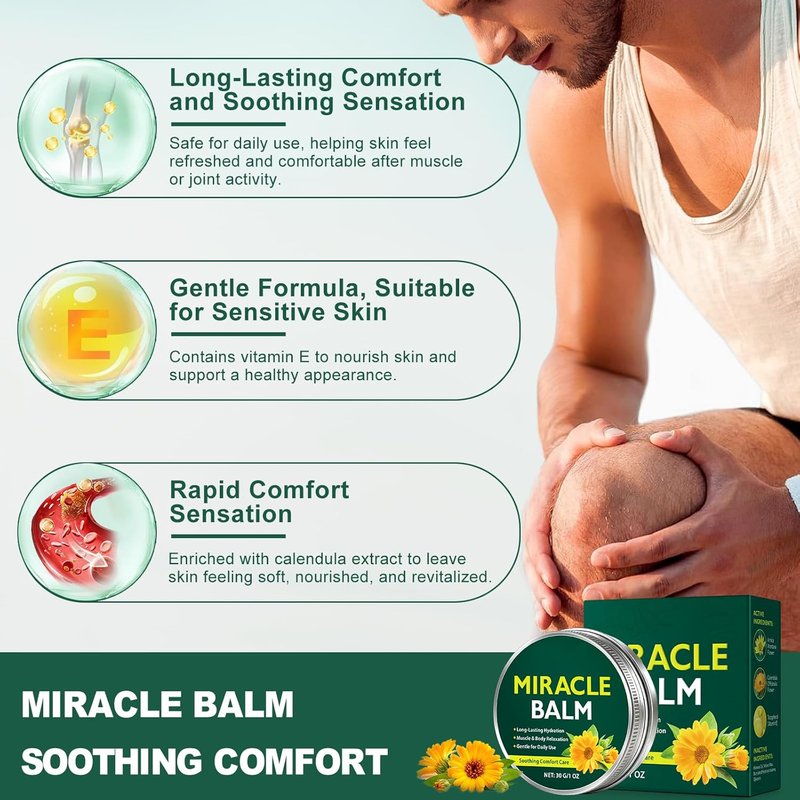 Miracle Balm for Swollen Legs - Soothing Joint & Muscle Comfort Cream with Calendula | All Skin Types
