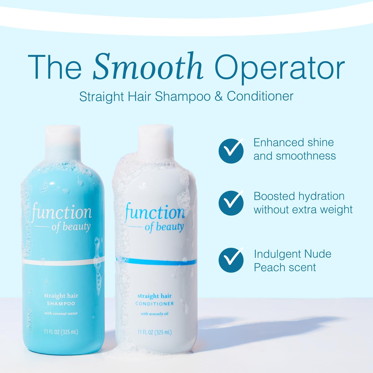 Function of Beauty Straight Hair Shampoo & Conditioner Set - Sulfate-Free Shampoo & Conditioner Duo for Natural Volume & Shine - Anti-Frizz, Lightweight & Hydrating - Oily Hair Care Products