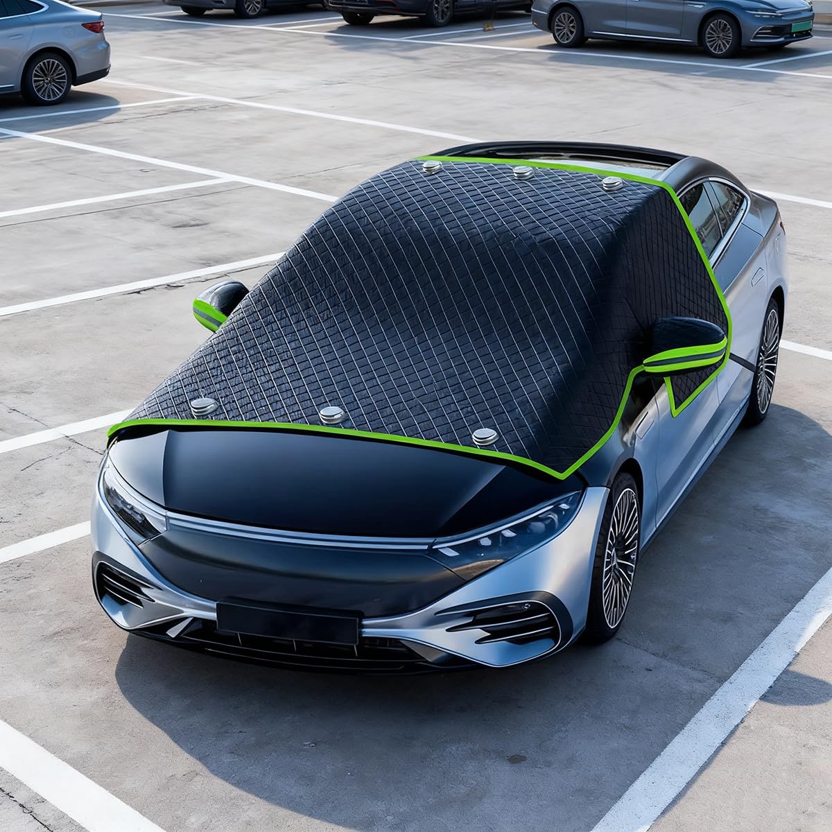 Universal Car Windshield Snow Cover Heavy Duty 300D Oxford Fabric with UV Protection and Ice Sheet Winter Sun Shade for SUV Truck Van