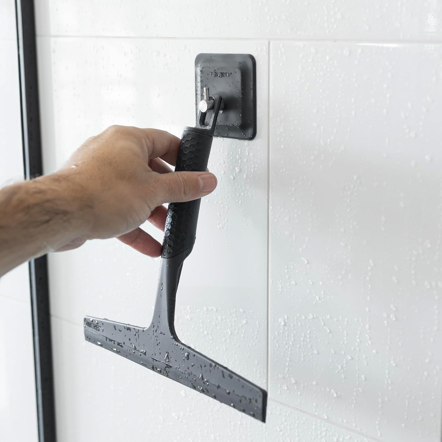 TOOLETRIES Shower Squeegee with Hook - All-Purpose Glass Cleaner Tool for Bathroom & Mirrors - 10 Inch, Silicone Grip