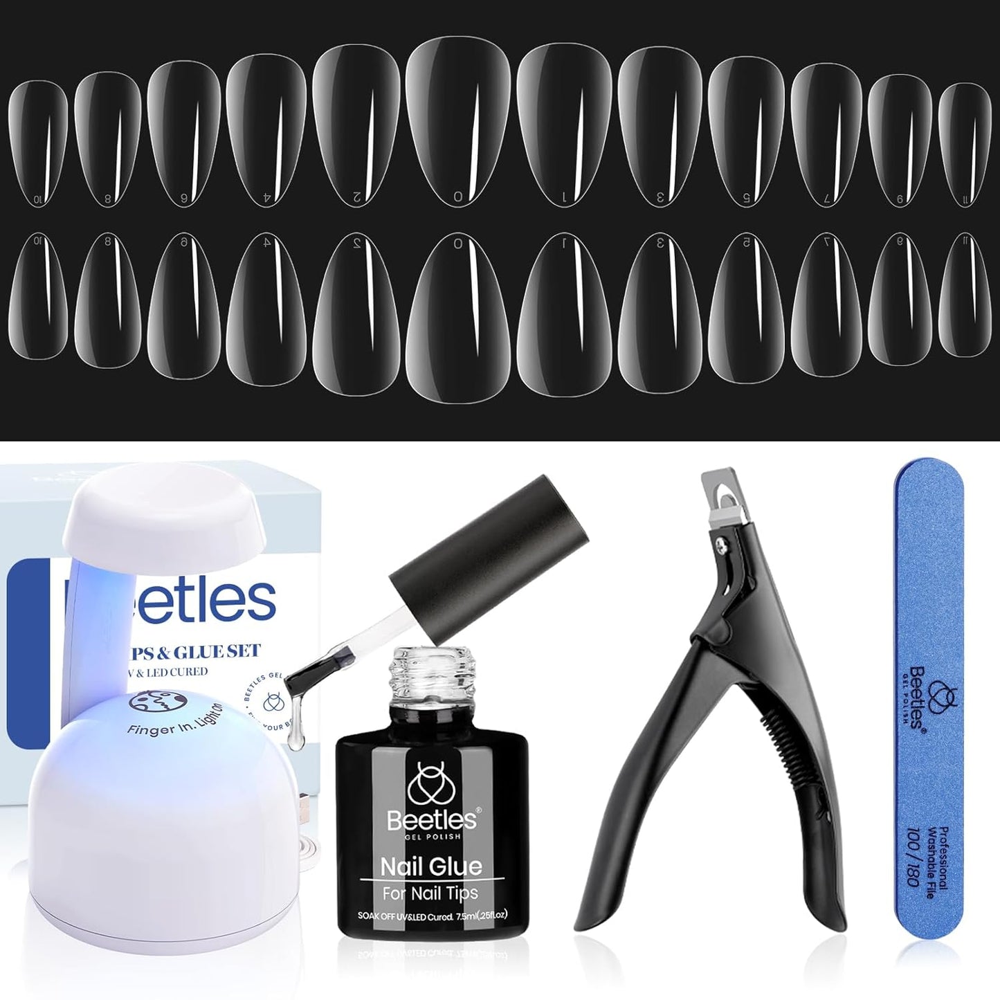 Beetles Nail Glue Gel - Super Strong 2Pcs 20g for Acrylic & Press-On Nails | Clear Summer Nail Art