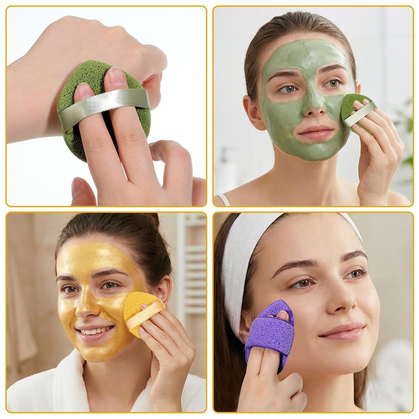 6Pcs Reusable Facial Sponges - Soft Face Scrubber Pads for Deep Pore Cleansing | 3 Colors Available