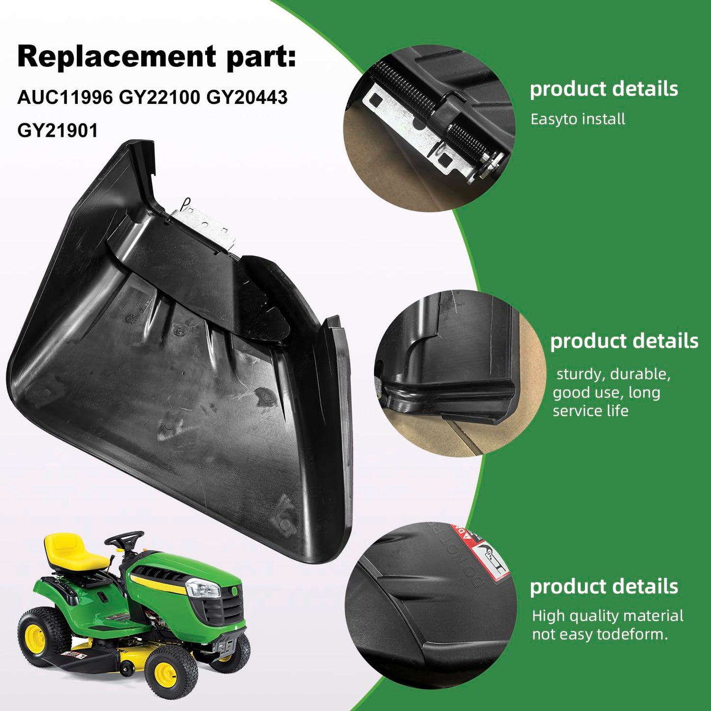 deawater Lawn Tractor Discharge Chute Kit AUC11996, Compatible with Jo-hn D-eere E100 E110 E120 E140 E150 E160 E170 D100 D105 D110 D120 LA155 Z225 Z245, 42-48 inch