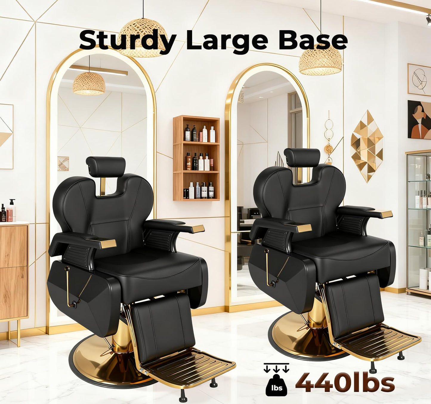 MIMWOW Professional Barber Chair, Reclining Hydraulic Hair Chair with Dual-Stitch Leather Design, 360° Swivel Adjustable Stylist Chair with Removable Headrest for Barbershop or Beauty Salon
