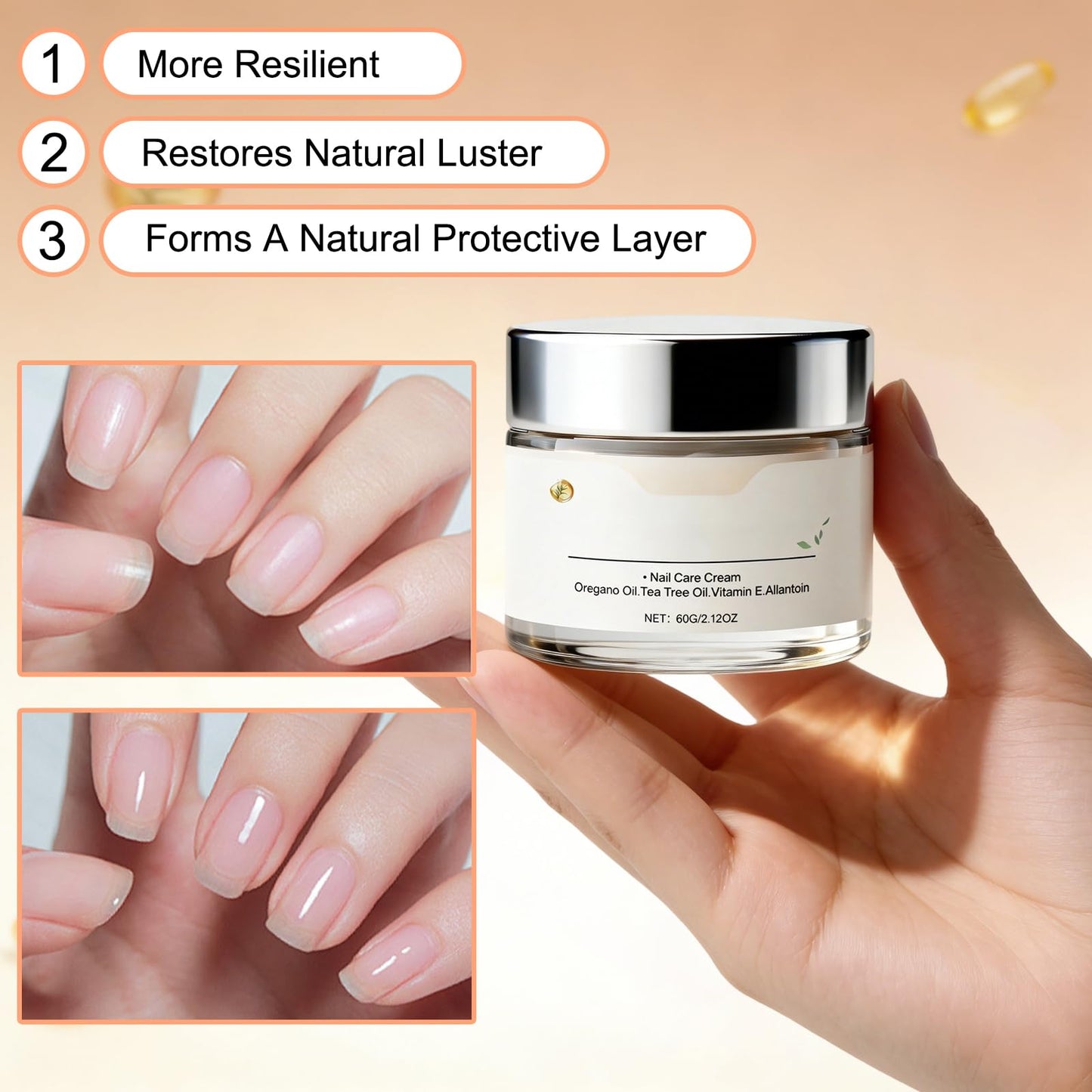 2PCS Nail & Toenail Care Cream, Toenail Nail Repair for Damaged, Strength & Nail Growth Tea Tree Oil, Oregano Oil, Vitamin E, Natural Formula