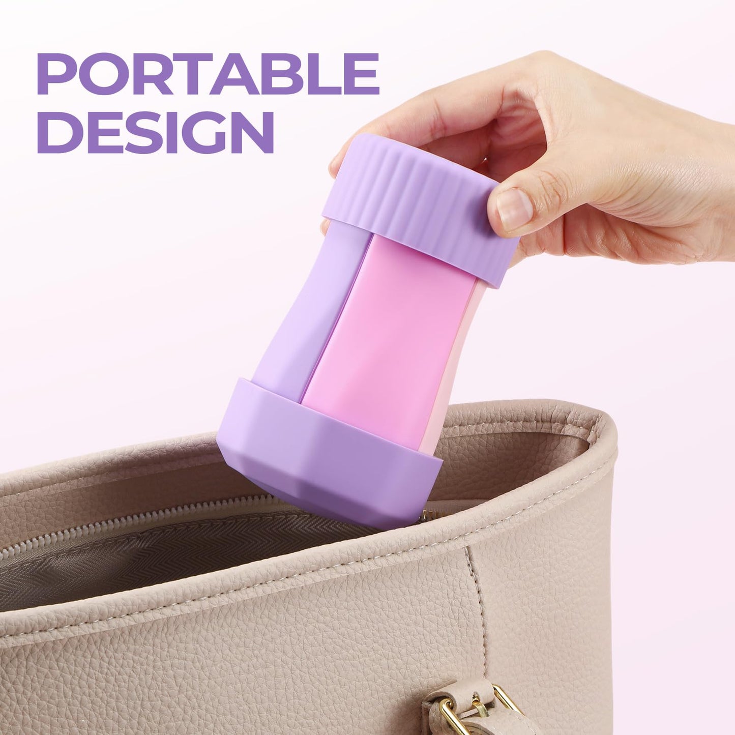 Teecyhooo 4 in 1 Silicone Travel Bottle for Toiletries, Travel Size Containers Leak Proof Refillable Liquid Squeezable Portable Dispenser Tubs for Shampoo Conditioner Lotion Body Wash(Purple)