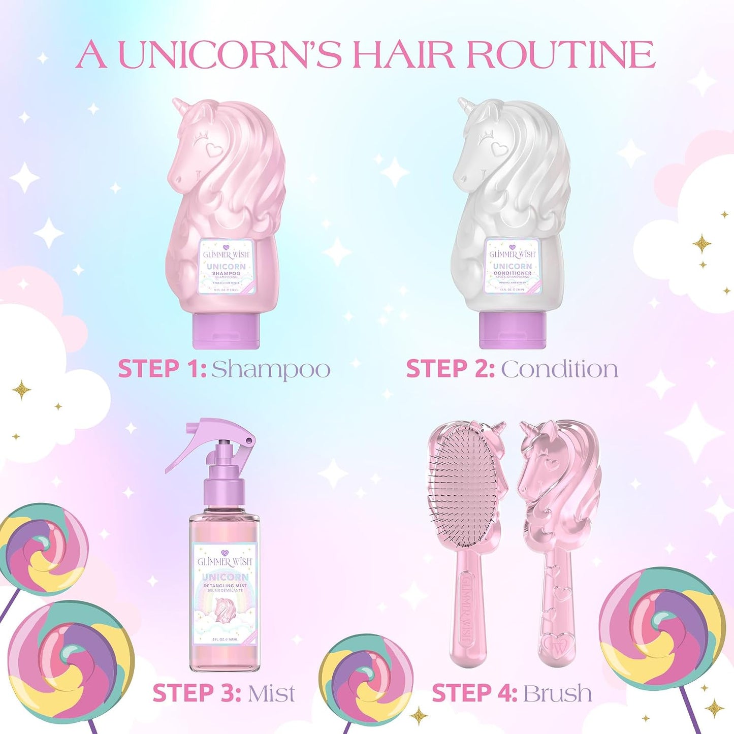 Unicorn Hair Detangler Spray - Tangle-Free Leave-In Conditioner for Kids & Women, 5 fl oz | Moisturizing Mist